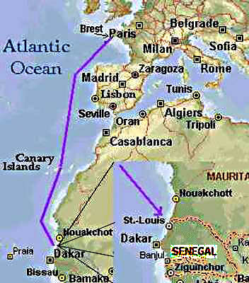 Map of Route to Senegal